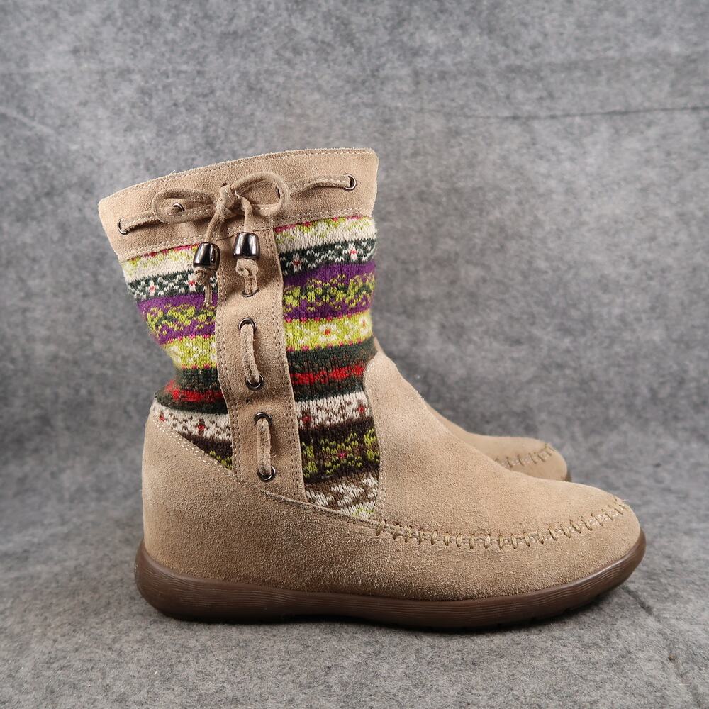 Couber.G Shoes Womens 36 Boots Suede Pull On Knit Winter Casual Lifestyle Brown
